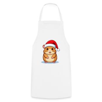 Hamster avec chapeau de Père Noël adapté pour Noël - Tablier de cuisine - blanc - Devant - AI Model Male 185 dark (185cm)