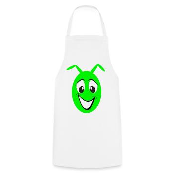 Green Cheerful Cartoon Face Monster - Cooking Apron - white - Front - AI Model Male 185 dark (185cm)