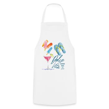 Dolce Vita Summer 2026 - Cooking Apron - white - Front - AI Model Male 185 dark (185cm)