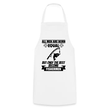 All Men Are Born Equal Anglers - Cooking Apron - white - Front - AI Model Male 185 dark (185cm)