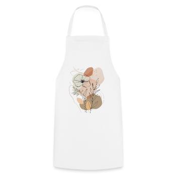 Boho Floral Line Art, Minimalistisches Naturdesign - Kochschürze - Weiß - Vorne - AI Model Male 185 dark (185cm)