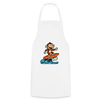 Surfing Monkey Cartoon - Summer Tropical Design - Cooking Apron - white - Front - AI Model Male 185 dark (185cm)