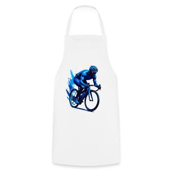 Road cyclist in blue - Cooking Apron - white - Front - AI Model Male 185 dark (185cm)