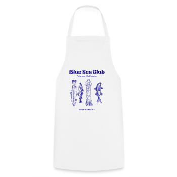 Blue Sea Club Fish & Octopus Illustration - Cooking Apron - white - Front - AI Model Male 185 dark (185cm)