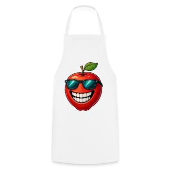 Cool Apple with Sunglasses Summer Joy Cartoon - Cooking Apron - white - Front - AI Model Male 185 dark (185cm)