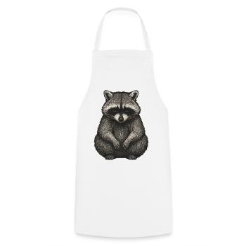 Shadow Raccoon Illustration - Cooking Apron - white - Front - AI Model Male 185 dark (185cm)