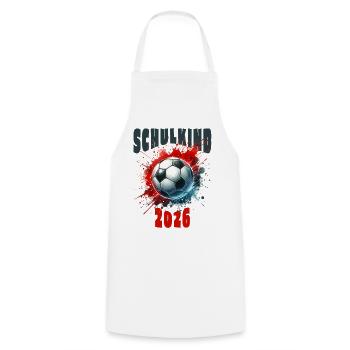 Schulkind 2026 - Fußball - Kochschürze - Weiß - Vorne - AI Model Male 185 dark (185cm)