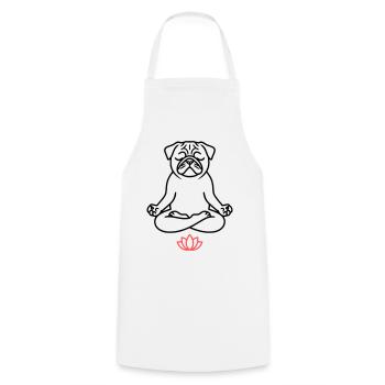 Pug Yoga Meditation Outline - Cooking Apron - white - Front - AI Model Male 185 dark (185cm)