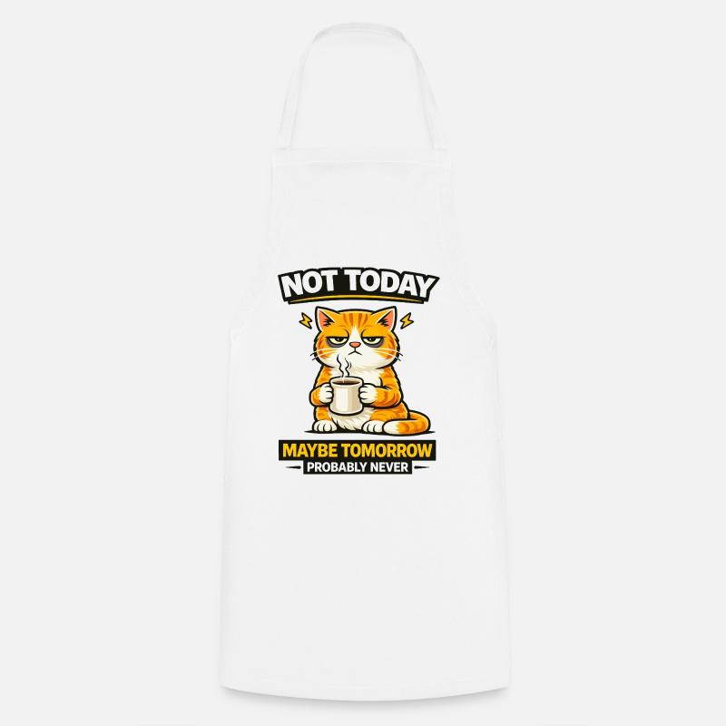 Pas aujourd’hui, procrastination du café pour chats - Tablier de cuisine - blanc