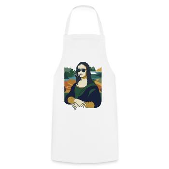 La Joconde fume de l’art drôle - Tablier de cuisine - blanc - Devant - AI Model Male 185 dark (185cm)