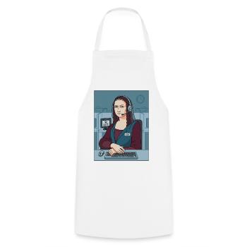 Mona Lisa Support Mitarbeiter Humor - Kochschürze - Weiß - Vorne - AI Model Male 185 dark (185cm)