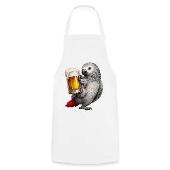 Graupapagei Bier - Kochschürze - Weiß - Vorne - AI Model Male 185 dark (185cm)