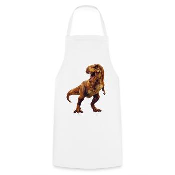 Geometric T-Rex Dinosaur Low Poly Earth Tones - Cooking Apron - white - Front - AI Model Male 185 dark (185cm)