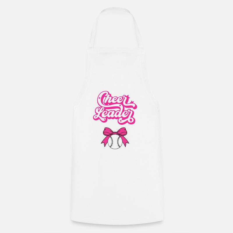 Cheer Leader Bow Baseball Pink - Cooking Apron - white