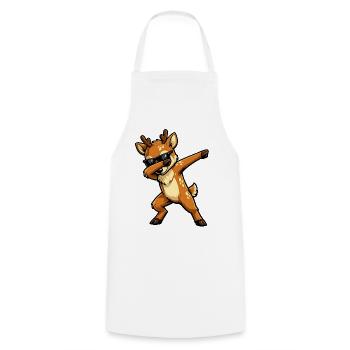 Dabbing Reh - Kochschürze - Weiß - Vorne - AI Model Male 185 dark (185cm)