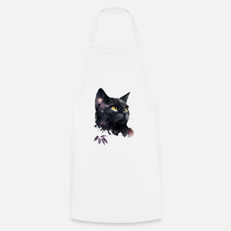 Galactic Cat in the Night - Cooking Apron - white