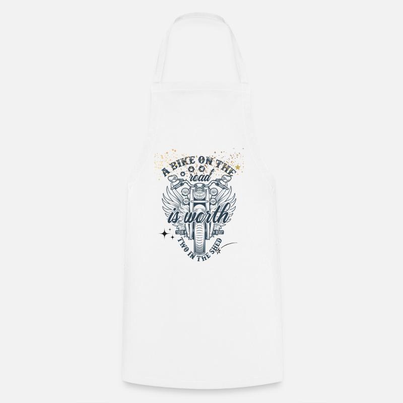 Winged motorcycle on the open road - Cooking Apron - white