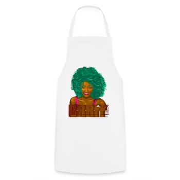 Turquoise Afro Pop Portrait - Cooking Apron - white - Front - AI Model Male 185 dark (185cm)