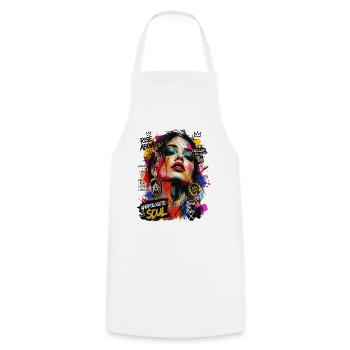 Femme de l’art abstrait - Tablier de cuisine - blanc - Devant - AI Model Male 185 dark (185cm)