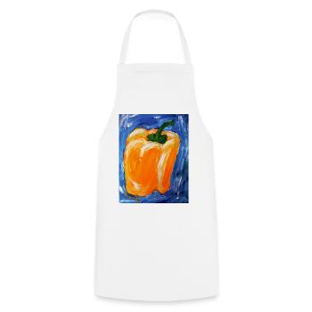 Orange pepper in expressionism - Cooking Apron - white - Front - AI Model Male 185 dark (185cm)