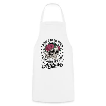 Floral Wreath Skull with Your Own Attitude Gift - Cooking Apron - white - Front - AI Model Male 185 dark (185cm)