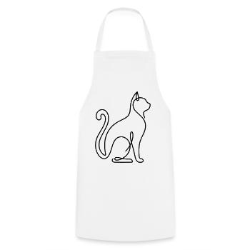 Chat minimaliste en ligne continue - Tablier de cuisine - blanc - Devant - AI Model Male 185 dark (185cm)