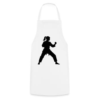 karate_woman - Cooking Apron - white - Front - AI Model Male 185 dark (185cm)
