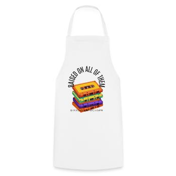 Retro Stack Cassettes: Old School - Cooking Apron - white - Front - AI Model Male 185 dark (185cm)