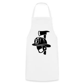 Frontal Feuerwehrhelm Logo - Kochschürze - Weiß - Vorne - AI Model Male 185 dark (185cm)