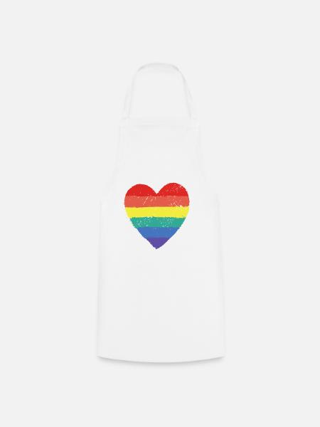Herz Pride Regenbogen - Kochschürze - Weiß