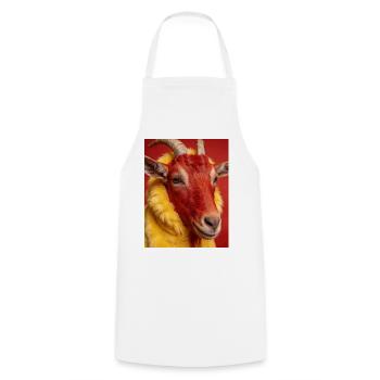 Red goat with yellow fur - Cooking Apron - white - Front - AI Model Male 185 dark (185cm)