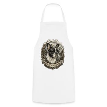 French Bulldog in Vintage Style - Cooking Apron - white - Front - AI Model Male 185 dark (185cm)