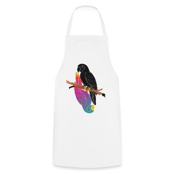 Two Parrots on Branch Cartoon Design - Cooking Apron - white - Front - AI Model Male 185 dark (185cm)