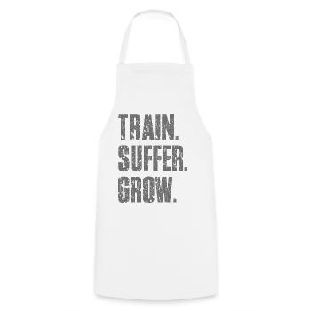 Train Suffer Grow Grunge Theme - Gray - Cooking Apron - white - Front - AI Model Male 185 dark (185cm)