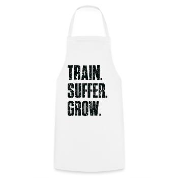  Train Suffer Grow Grunge Motto - Black - Kochschürze - Weiß - Vorne - AI Model Male 185 dark (185cm)