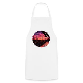 Sunset on the platform - Cooking Apron - white - Front - AI Model Male 185 dark (185cm)