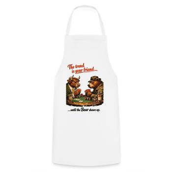 Bull & Bear Poker: The Trend Is Your Friend - Cooking Apron - white - Front - AI Model Male 185 dark (185cm)