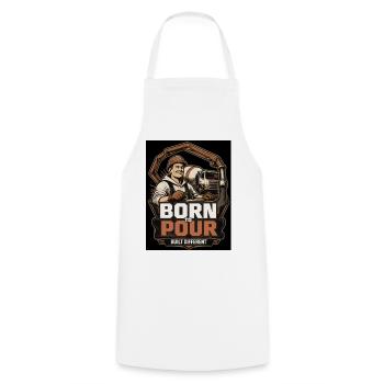 Born to Pour – Ein weiterer Baumeister - Kochschürze - Weiß - Vorne - AI Model Male 185 dark (185cm)