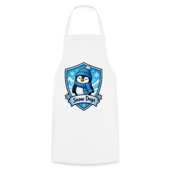 Schnee-Pinguin im Schild - Kochschürze - Weiß - Vorne - AI Model Male 185 dark (185cm)