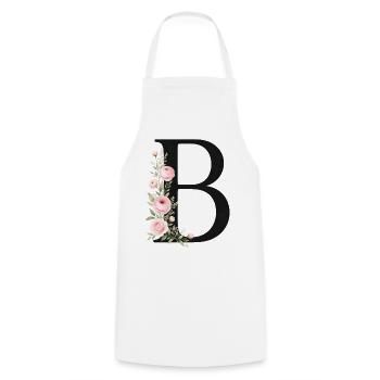 B Buchstabe Monogram Floral - Kochschürze - Weiß - Vorne - AI Model Male 185 dark (185cm)