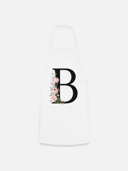 B Buchstabe Monogram Floral - Kochschürze - Weiß