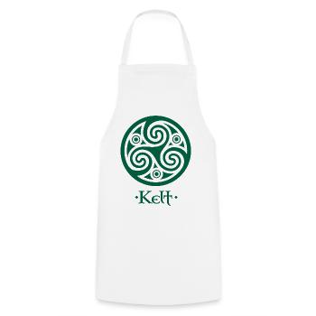 Grünes Triskelion und Schild Kelt - Kochschürze - Weiß - Vorne - AI Model Male 185 dark (185cm)