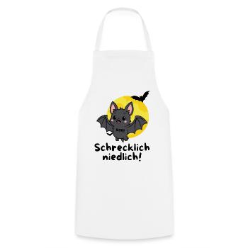 Schrecklich Niedlich – Süße Halloween Fledermaus - Kochschürze - Weiß - Vorne - AI Model Male 185 dark (185cm)