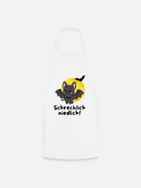 Schrecklich Niedlich – Süße Halloween Fledermaus - Kochschürze - Weiß