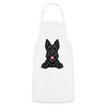 Scottish Terrier - Kochschürze - Weiß - Vorne - AI Model Male 185 dark (185cm)