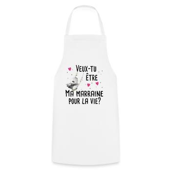 Marraine Bébé Naissance Grossesse Panda Cadeau - Tablier de cuisine - blanc - Devant - AI Model Male 185 dark (185cm)