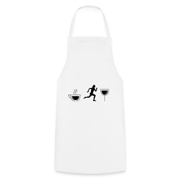 Coffee wine and running - - Cooking Apron - white - Front - AI Model Male 185 dark (185cm)