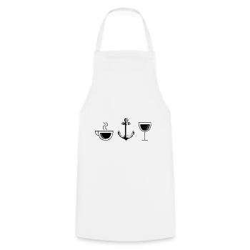 Coffee wine and sailboat - (2) - Cooking Apron - white - Front - AI Model Male 185 dark (185cm)
