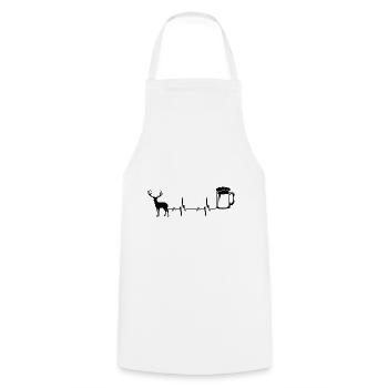 Heartbeat Bier und Jagd - (3) - Kochschürze - Weiß - Vorne - AI Model Male 185 dark (185cm)