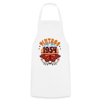 Papillon Année 1954 Femme 70 Ans Anniversaire - Tablier de cuisine - blanc - Devant - AI Model Male 185 dark (185cm)